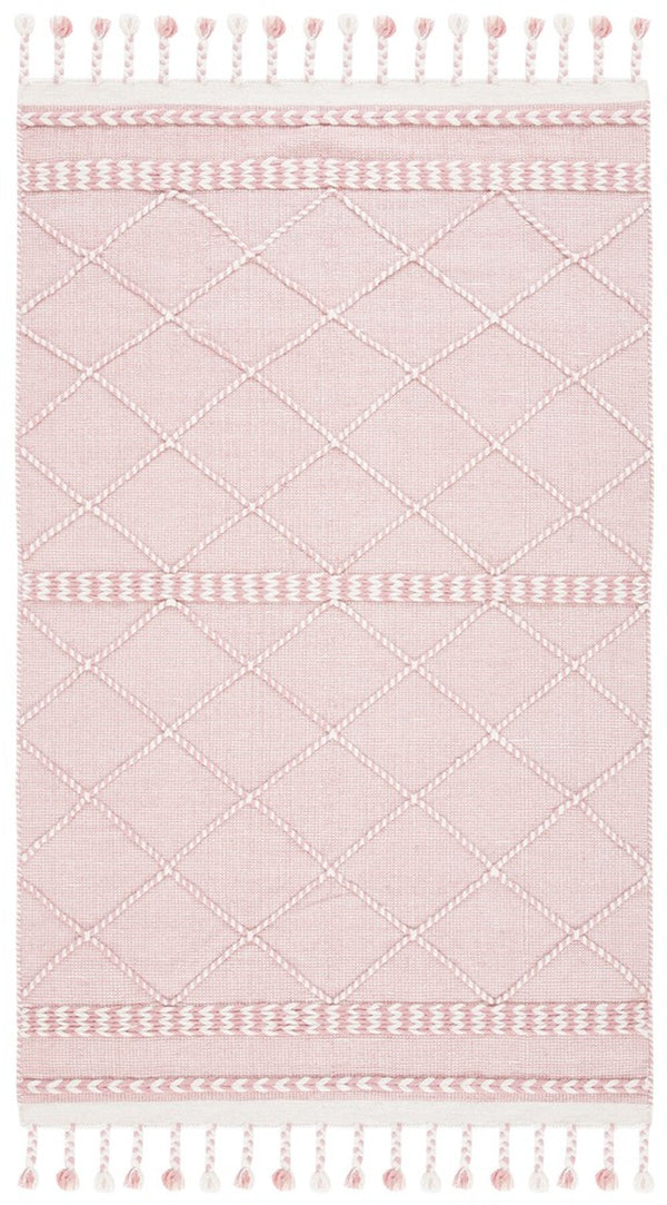 Casablanca 575 With Tassel Handloomed 80% Wool, 20% Cotton Bohemian Rug Pink / Ivory 80% WOOL, 20% COTTON CSB575U-8