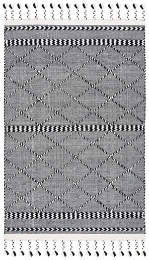 Casablanca 575 With Tassel Handloomed 80% Wool, 20% Cotton Bohemian Rug Black / Ivory 80% WOOL, 20% COTTON CSB575Z-8