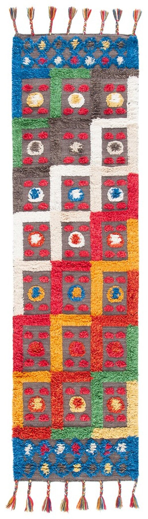 Casablanca 576 With Tassel Handloomed 80% Wool, 20% Cotton Bohemian Rug Blue / Green 80% WOOL, 20% COTTON CSB576N-8