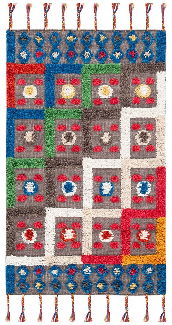 Casablanca 576 With Tassel Handloomed 80% Wool, 20% Cotton Bohemian Rug Blue / Green 80% WOOL, 20% COTTON CSB576N-8