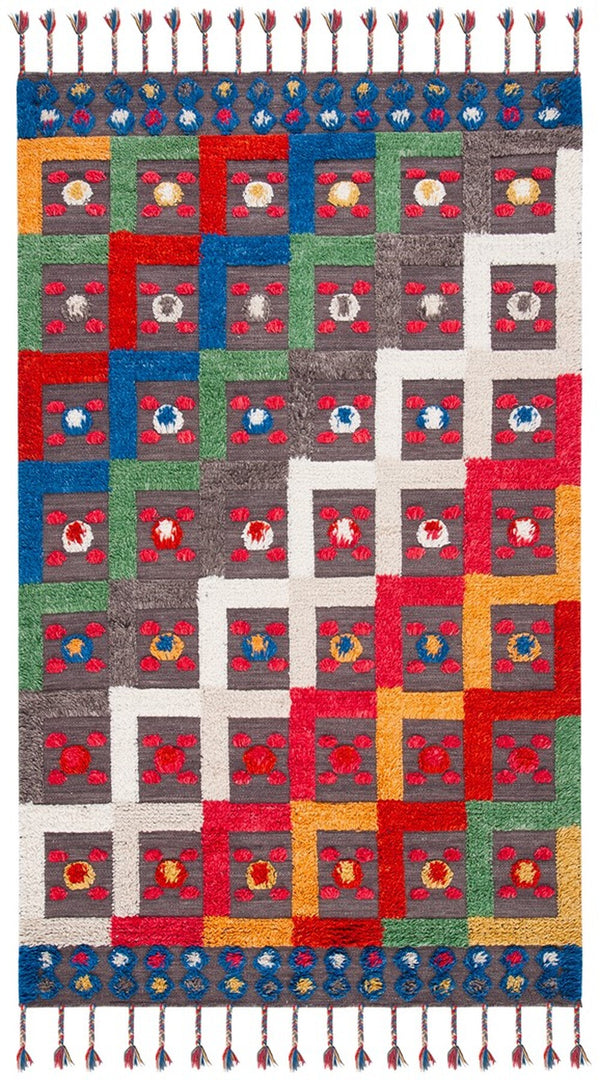 Casablanca 576 With Tassel Handloomed 80% Wool, 20% Cotton Bohemian Rug Blue / Green 80% WOOL, 20% COTTON CSB576N-8