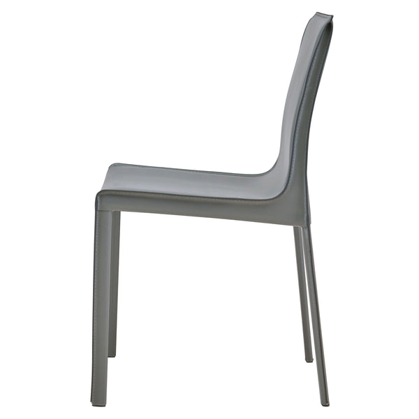 Gervin Recycled Leather Chair Set of 2 - Modern Minimalist Design with Sturdy Steel Frame