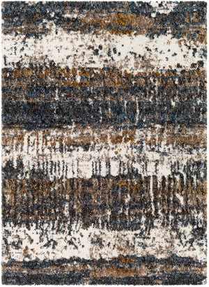 Celestial Shag CSG-2302 Modern Polyester Rug CSG2302-679 Denim, Navy, Cream, Medium Gray, Mustard, Dark Brown, Taupe, Camel 100% Polyester 6'7" x 9'