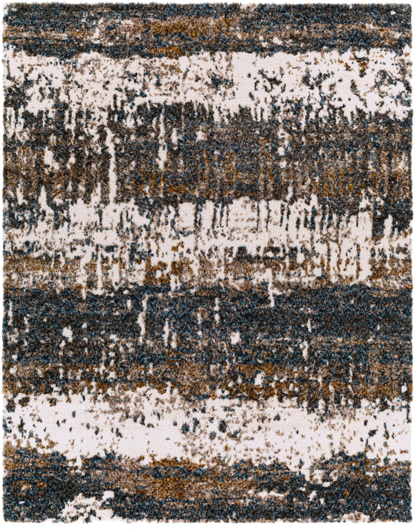 Celestial Shag CSG-2302 Modern Polyester Rug CSG2302-71010 Denim, Navy, Cream, Medium Gray, Mustard, Dark Brown, Taupe, Camel 100% Polyester 7'10" x 10'