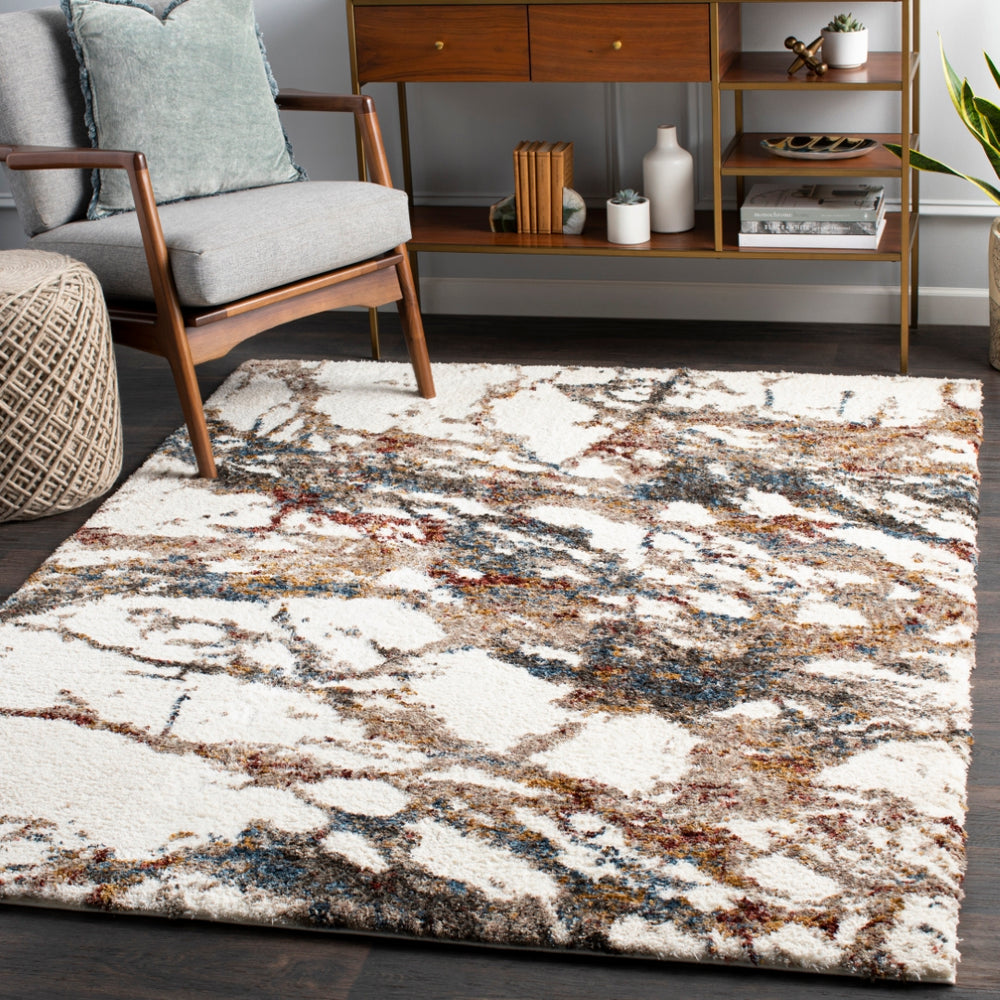 Celestial Shag CSG-2304 Modern Polyester Rug CSG2304-679 Cream, Taupe, Navy, Denim, Burgundy, Rose, Mustard, Medium Gray 100% Polyester 6'7" x 9'