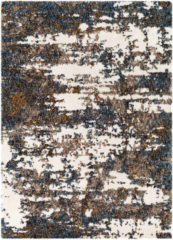 Celestial Shag CSG-2308 Modern Polyester Rug CSG2308-679 Denim, Navy, Cream, Medium Gray, Mustard, Dark Brown, Taupe, Camel 100% Polyester 6'7" x 9'