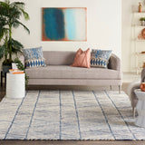 Nourison Vail VAI01 Modern Handmade Tufted Indoor Area Rug White Blue 8'3' x 11'6" 99446794192