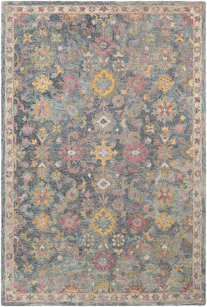 Classic Nouveau CSN-1000 Traditional Wool Rug CSN1000-810 Navy, Light Gray, Charcoal, Teal, Garnet, Rose, Mauve, Bright Purple, Burnt Orange, Dark Brown, Tan, Lime 100% Wool 8' x 10'