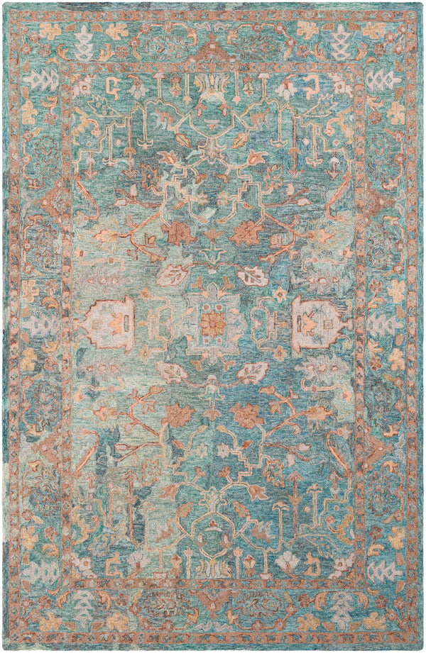 Classic Nouveau CSN-1002 Traditional Wool Rug CSN1002-810 Aqua, Taupe, Grass Green, Khaki, Dark Brown, Mauve, Bright Purple, Tan, Camel 100% Wool 8' x 10'