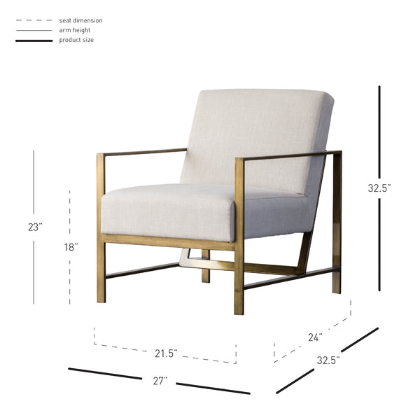 Francis Elegant Fabric Arm Chair with Brushed Gold Frame - Modern Minimalist Design for Any Space