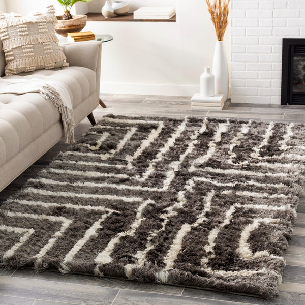 Corsair CSR-1005 Modern Polyester Rug CSR1005-810 Medium Gray, Cream 100% Polyester 8' x 10'