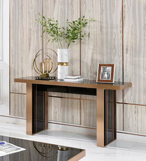 VIG Furniture Nova Domus Cartier Modern Black & Rosegold Console Table VGVCK-A002
