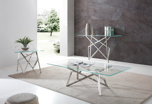 VIG Furniture Modrest Hawkins Modern Glass & Stainless Steel Console Table VGVCK129