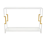 CT372 White & Gold Console with Two Shelves
