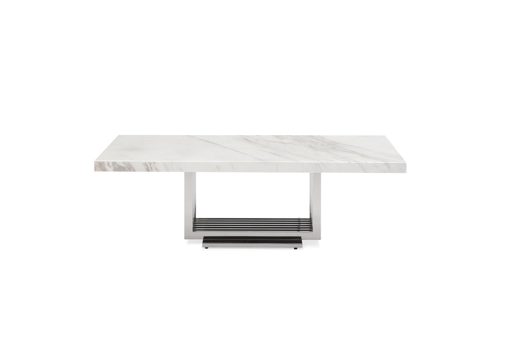 VIG Furniture Modrest Kingsley Modern Marble & Stainless Steel Coffee Table VGVCCT8933-STL