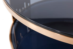 VIG Furniture Modrest Bryce Modern Smoked Glass & Rosegold Round Coffee Table VGVCCT8970