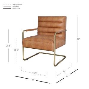 Peyton Bonded Leather Chair – Modern Vintage Design with Channel Tufting and Elegant Gold Finish