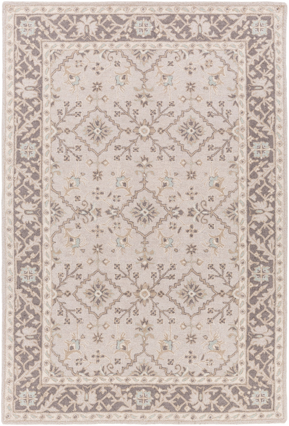 Castille CTL-2000 Traditional Wool Rug CTL2000-913 Taupe, Charcoal, Ivory, Camel 100% Wool 9' x 13'