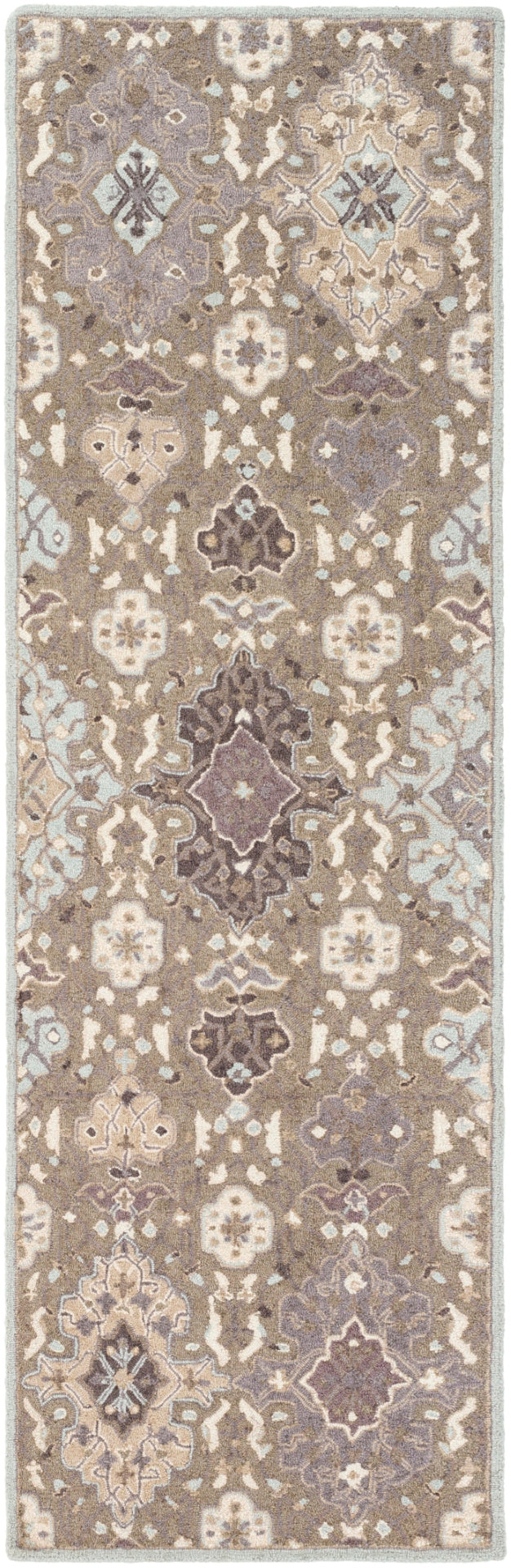 Castille CTL-2006 Traditional Wool Rug CTL2006-913 Taupe, Ice Blue, Charcoal, Medium Gray 100% Wool 9' x 13'