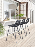 Zuo Modern Malaga Steel, Polyethylene Modern Commercial Grade Barstool Set - Set of 2 Black Steel, Polyethylene