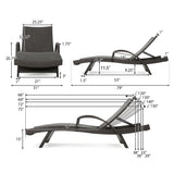 Salem Outdoor Wicker Adjustable Chaise Lounge with Arms w/ table Noble House