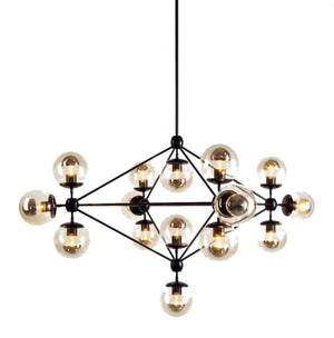 Bethel Black Chandelier in Metal & Glass