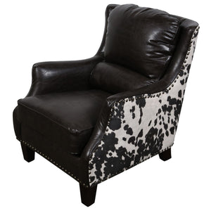 Porter Designs Wrangler Leather-look & Cow Pattern Transitional Accent Chair Brown 01-201-03-0555