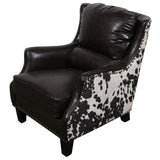 Wrangler Faux Leather Cow Print Accent Chair with Sturdy Wood Legs – Unique & Stylish Seating Solution