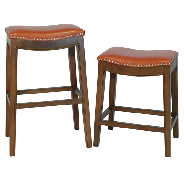Elmo Bonded Leather Counter Stool Pumpkin, Orange, Cinnamon Legs 358625B-8141KD New Pacific Direct