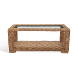 Safavieh Christi Waterhyacinth Coffee Table Natural Wood / Waterhyacinth / Seagrass / Tempered Glass CWK2004A