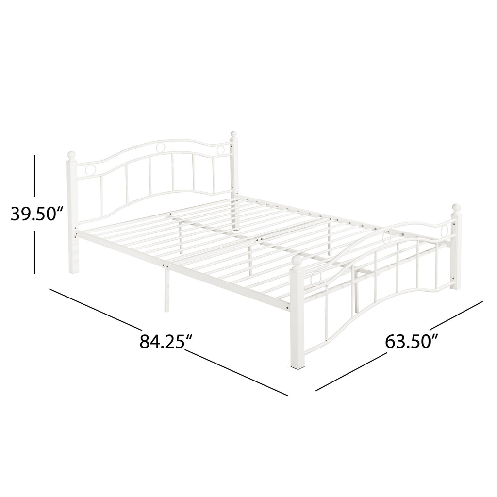 Bouvardia Contemporary Iron Queen Bed Frame, White Noble House