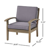 Peyton Outdoor Wooden Club Chairs, Gray Noble House