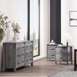Noble House Olimont Contemporary 3 Piece Double Dresser and Nightstand Set, Sonoma Gray Oak 