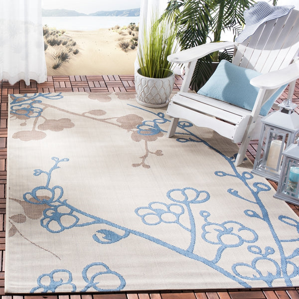 Safavieh Cy4038 Power Loomed 85.4% Polypropylene/10.4% Polyester/4.2% Latex Outdoor Rug CY4038B-5R