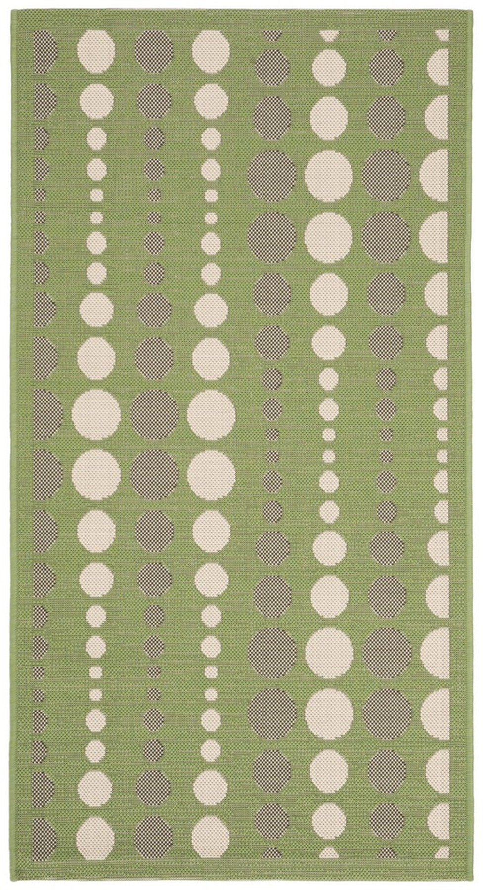 Courtyard Cy6577 Outdoor Power Loomed 85.4% Polypropylene, 10.4% Polyester, 4.2% Latex Rug Green / Creme
