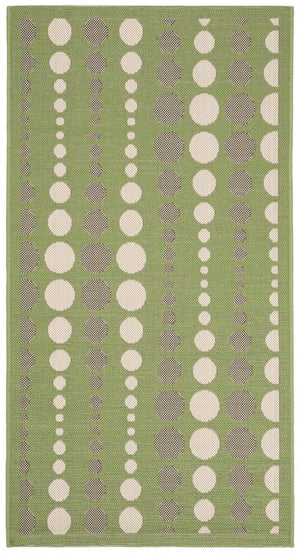 Courtyard Cy6577 Outdoor Power Loomed 85.4% Polypropylene, 10.4% Polyester, 4.2% Latex Rug Green / Creme