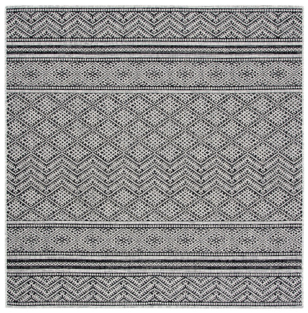 Courtyard  Outdoor Power Loomed 85.4% Polypropylene, 10.4% Polyester, 4.2% Latex Rug Black / Grey