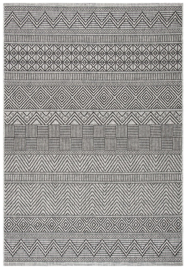 Courtyard  Outdoor Power Loomed 85.4% Polypropylene, 10.4% Polyester, 4.2% Latex Rug Black / Grey