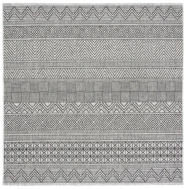 Courtyard  Outdoor Power Loomed 85.4% Polypropylene, 10.4% Polyester, 4.2% Latex Rug Black / Grey