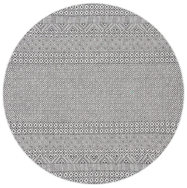 Courtyard  Outdoor Power Loomed 85.4% Polypropylene, 10.4% Polyester, 4.2% Latex Rug Grey / Black