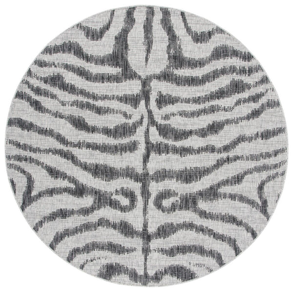 Courtyard 8000 Indoor/Outdoor Power Loomed 85.4% Polypropylene, 10.4% Polyester, 4.2% Latex Rug Grey / Black