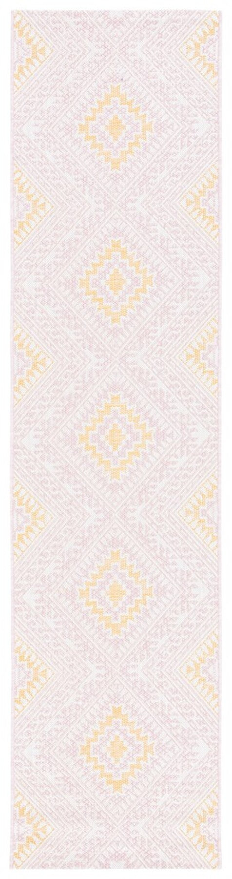 Courtyard 8000 Indoor/Outdoor Power Loomed 85.4% Polypropylene, 10.4% Polyester, 4.2% Latex Rug Pink / Gold