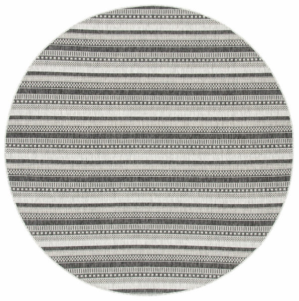 Courtyard  Outdoor Power Loomed 85.4% Polypropylene, 10.4% Polyester, 4.2% Latex Rug Black / Grey