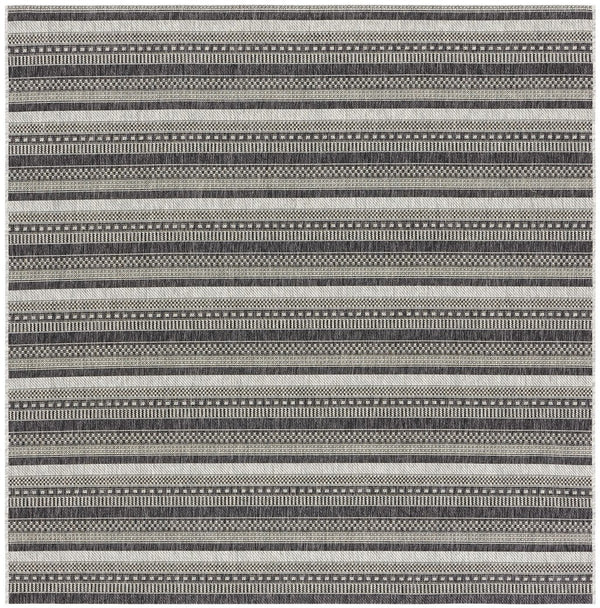 Courtyard  Outdoor Power Loomed 85.4% Polypropylene, 10.4% Polyester, 4.2% Latex Rug Black / Grey
