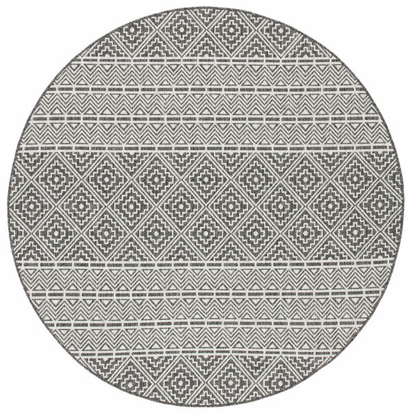 Courtyard  Outdoor Power Loomed 85.4% Polypropylene, 10.4% Polyester, 4.2% Latex Rug Black / Grey