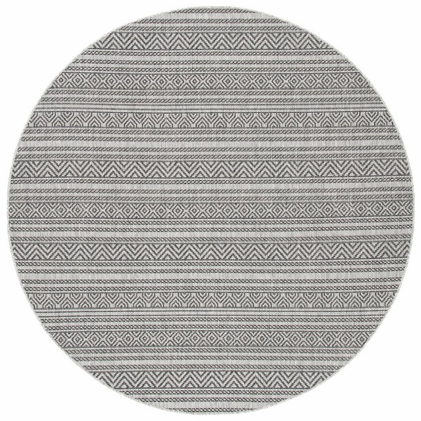 Courtyard  Outdoor Power Loomed 85.4% Polypropylene, 10.4% Polyester, 4.2% Latex Rug Black / Grey