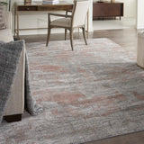 Nourison Rustic Textures RUS15 Painterly Machine Made Power-loomed Indoor Area Rug Light Grey/Rust 7'10" x 10'6" 99446799401