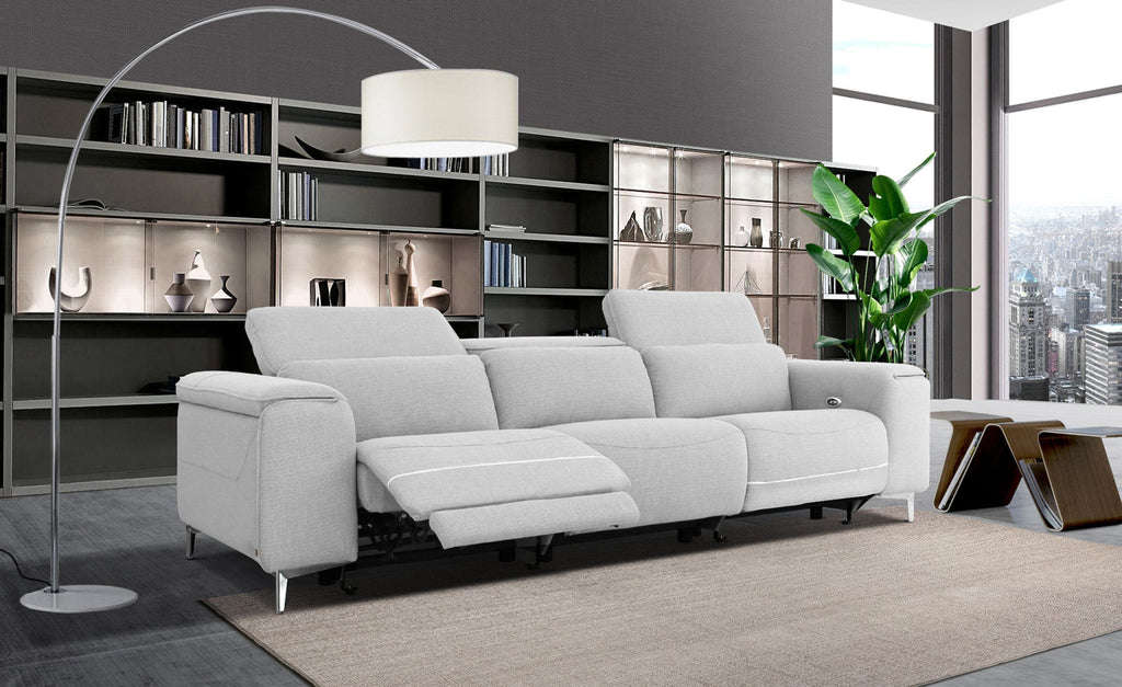 Divani Casa Cyprus Contemporary Grey Fabric Sofa W Electric Recline English Elm