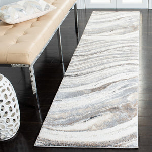 Cyrus Shag 124 Shag & Flokati Power Loomed Polpropylene + Polyester Shrink Rug Ivory / Grey