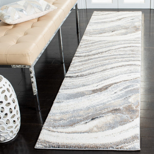 Cyrus Shag 124 Shag & Flokati Power Loomed Polpropylene + Polyester Shrink Rug Ivory / Grey